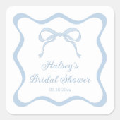 Blue Bow Tying the Knot Vrijgezellenfeest Vierkante Sticker (Voorkant)