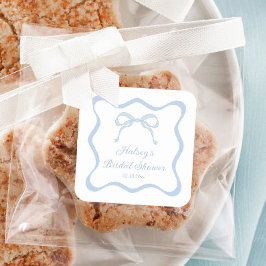 Blue Bow Tying the Knot Vrijgezellenfeest Vierkante Sticker