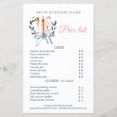 Blue Bow Utensils Cooking Bakery Price List Flyer (Voorkant)