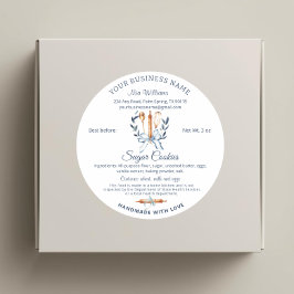 Blue Bow Utensils Cooking Cottage Food Law Bakery  Ronde Sticker