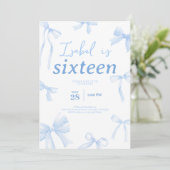 Blue Bow Verjaardag Kaart (Staand voorkant)