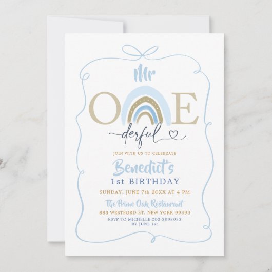 Blue Bow: Verjaardag van Mr. Odenful Boy Kaart (Voorkant)