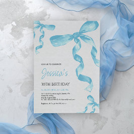 Blue Bow verjaardagsuitnodiging Kaart