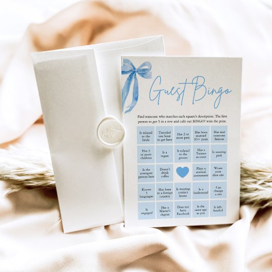 Blue Bow Vind de gast Bingo Vrijgezellenfeest spel Kaart