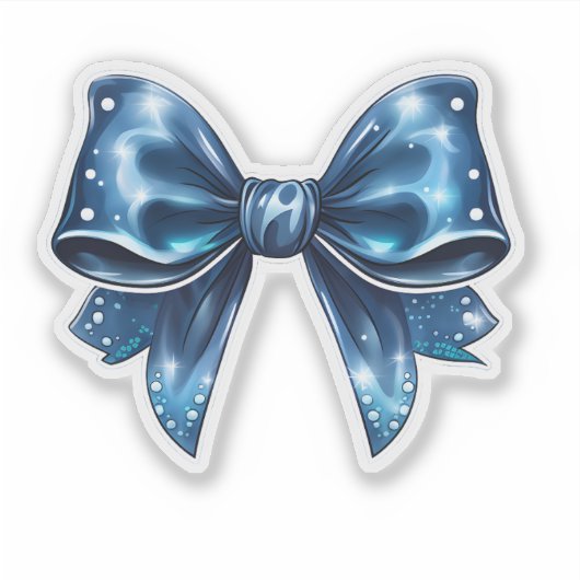 Blue Bow voor een vrolijk kerstfeest Sticker (Voorkant)