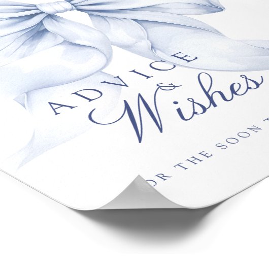 Blue Bow Vrijgezellenfeest Advies & Wishes Tafelte Poster (Hoek)