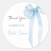 Blue Bow Vrijgezellenfeest Bedankt Ronde Sticker (Voorkant)