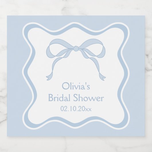 Blue Bow Vrijgezellenfeest Champagne Sparkling Wijnetiket (Enkel label)