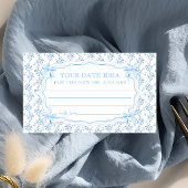 Blue Bow Vrijgezellenfeest Date Night Ideeën Informatiekaartje