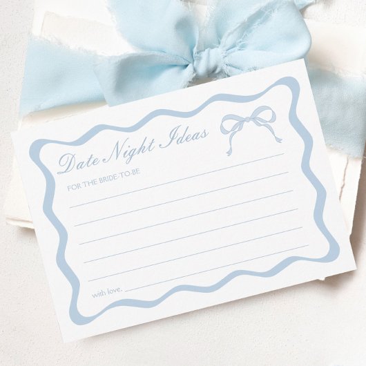 Blue Bow Vrijgezellenfeest Date Night Ideeën Kaart