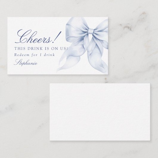 Blue Bow Vrijgezellenfeest Drink Ticket (Voorkant / Achterkant)