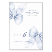 Blue Bow Vrijgezellenfeest Naam Tabel Kaart (Voorkant)