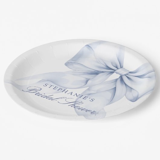 Blue Bow-Vrijgezellenfeest Papieren Bordje (Gekanteld)