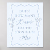 Blue Bow Vrijgezellenfeest Raad eens hoeveel kusse Poster (Voorkant)