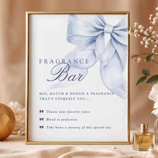 Blue Bow Vrijgezellenfeest Tafelteken Poster