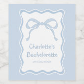 Blue Bow vrijgezellenfeest Wijn Etiket (Enkel label)