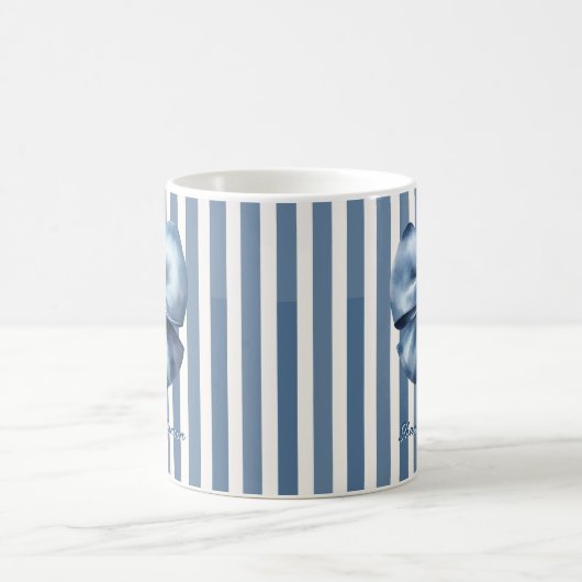 Blue Bow Watercolor Stripe Design Koffiemok (Center)
