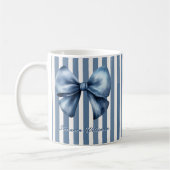 Blue Bow Watercolor Stripe Design Koffiemok (Links)