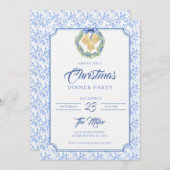 Blue Bow Watercolor Wreath Grandmillenial Kaart (Voorkant / Achterkant)