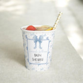 Blue Bow Waterverf Baby shower Papieren Bekers