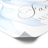 Blue Bow waterverf begunstigt baby shower Poster (Hoek)