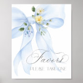 Blue Bow waterverf begunstigt baby shower Poster (Voorkant)