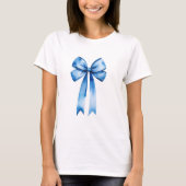 Blue Bow Waterverf Coquette Esthetische Preppy T-shirt (Voorkant)