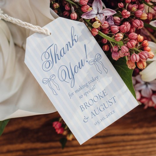 Blue Bow Wedding Favoriet Cadeaulabel