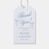 Blue Bow Wedding Favoriet Cadeaulabel (Voorkant)