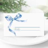 Blue Bow Wedding Plaatskaartje