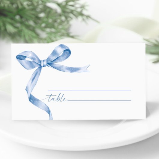 Blue Bow Wedding Plaatskaartje