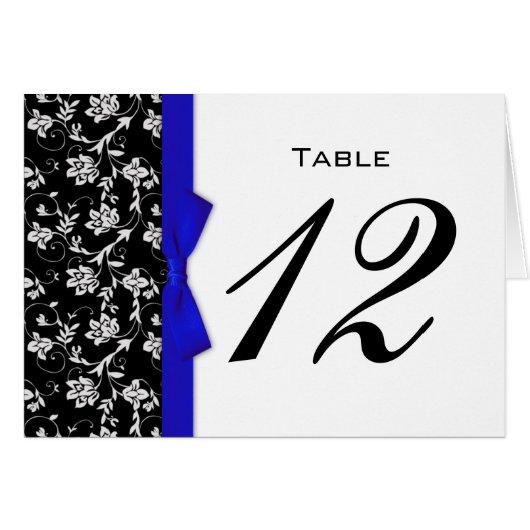 Blue Bow Wedding Table Number (Voorkant Horizontaal)