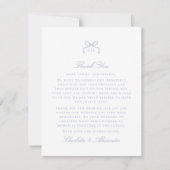 Blue Bow Wedding Thank You Card Kaart (Voorkant)