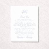 Blue Bow Wedding Thank You Card Kaart