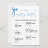 Blue Bow Wedding Traditions Vrijgezellenfeest spel Kaart (Voorkant)