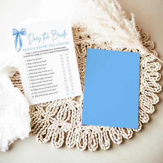 Blue Bow weet de bruid echt het bruidegom spel Kaart