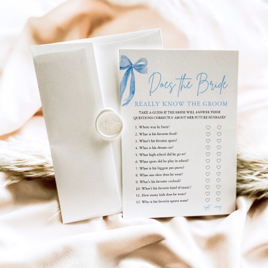 Blue Bow weet de bruid echt het bruidegom spel Kaart