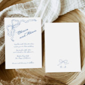 Blue Bow Whimsical Handschrift Elegante bruiloft Kaart