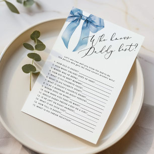 Blue Bow Wie kent papa beste baby shower spel