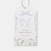 Blue Bow Wildflower Baby in bloei Dank u Cadeaulabel (Voorkant)