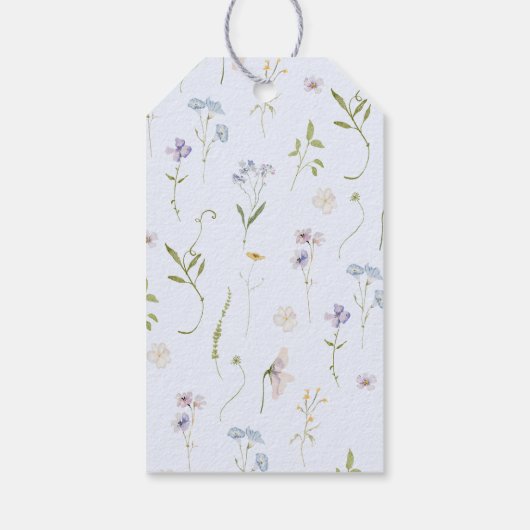 Blue Bow Wildflower Baby in bloei Dank u Cadeaulabel (Achterkant)