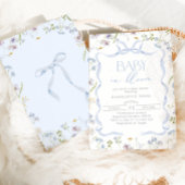 Blue Bow Wildflower Baby in Bloom Baby Boy Shower Kaart
