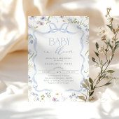 Blue Bow Wildflower Baby in Bloom Baby Boy Shower Kaart