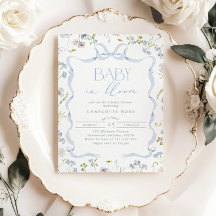 Blue Bow Wildflower Baby in Bloom Baby Boy Shower