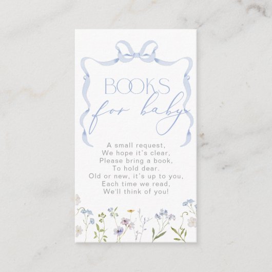 Blue Bow Wildflower Boek voor baby ticket Informatiekaartje (Voorkant)