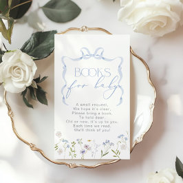 Blue Bow Wildflower Boek voor baby ticket Informatiekaartje