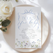 Blue Bow Wildflower Boek voor baby ticket Informatiekaartje