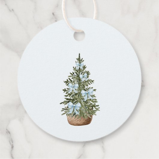 Blue Bow Winter Baby shower Bedankt Bedankjes Labels (Achterkant)