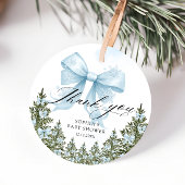 Blue Bow Winter Baby shower Bedankt Bedankjes Labels