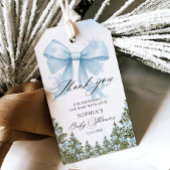 Blue Bow Winter Baby shower Bedankt Cadeaulabel